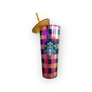 Starbucks 24oz Cold Cup 🌸 Pink💖Green💚Orange🍊Peach💛 Rare Checkered NWT